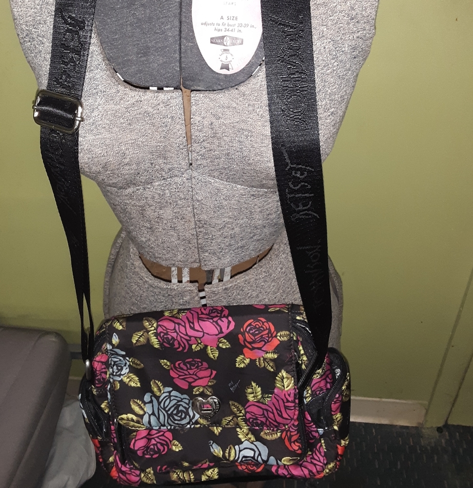 Betsey johnson multi floral colored strap purse
